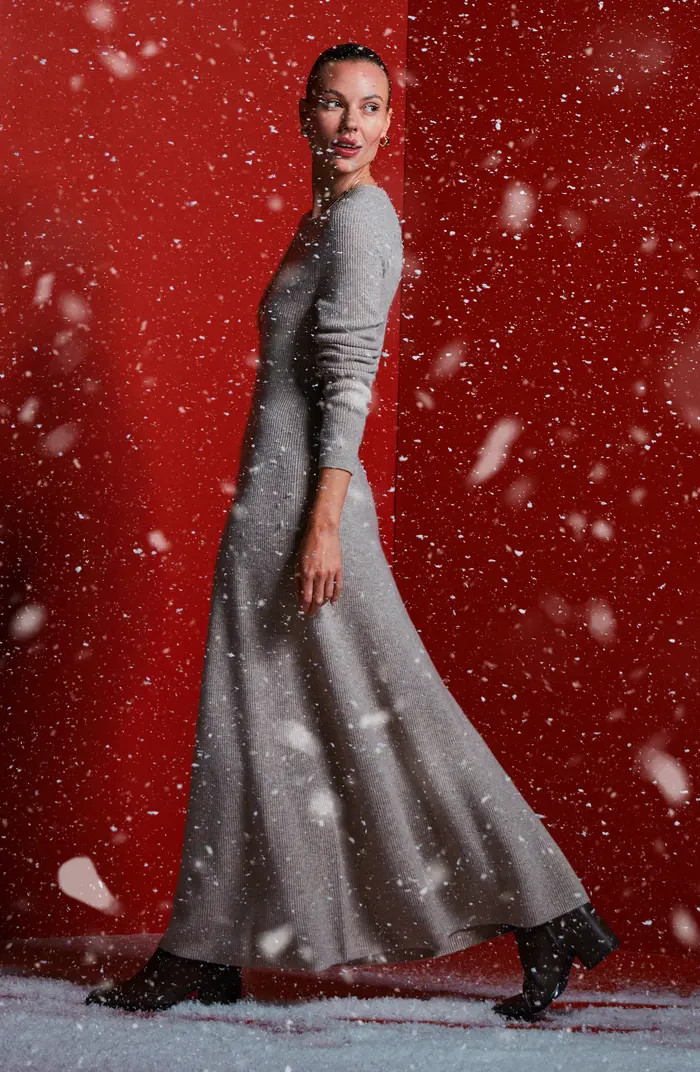 Long Sleeve Wool & Cashmere Rib Maxi Dress | Nordstrom