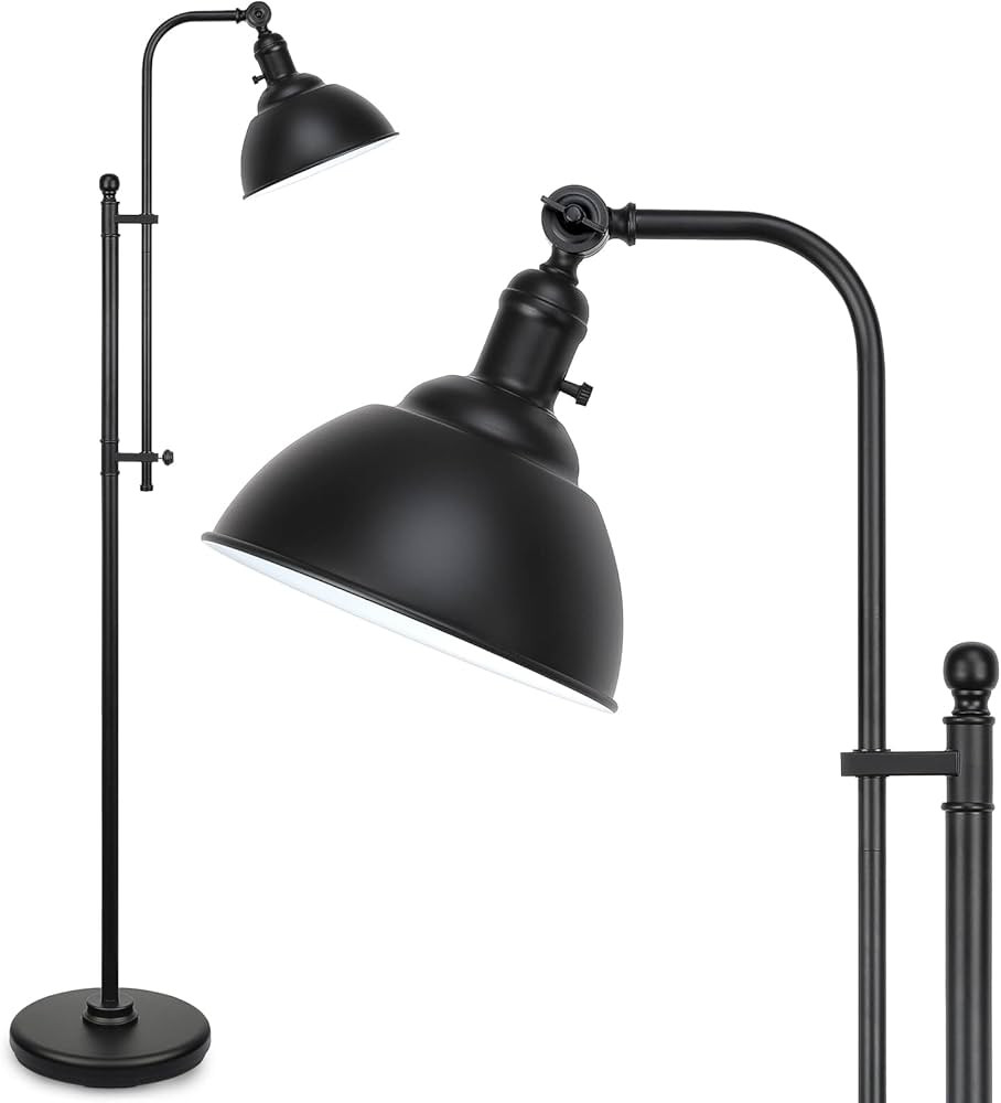 Coucrek Black Floor Lamp, 3 Color Temperature Industrial Floor Lamps, Adjustable Height & Head St... | Amazon (US)