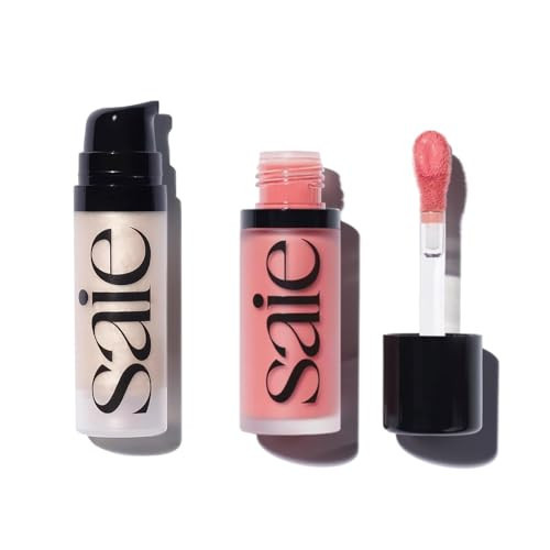 Saie Mini Glowy Super Gel Lightweight llluminator & Makeup Primer - Starglow (0.5 oz) + Dew Blush - Lightweight Liquid Blush with a Blendable + Buildable Cream Finish - Sweetie (.40 oz) | Amazon (US)