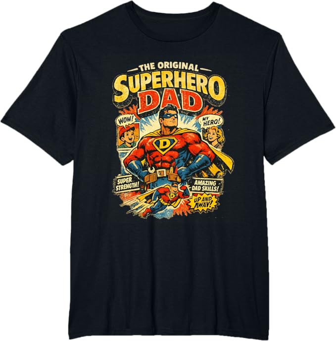 The Original Superhero Dad Vintage Comic Graphic T-Shirt | Amazon (US)