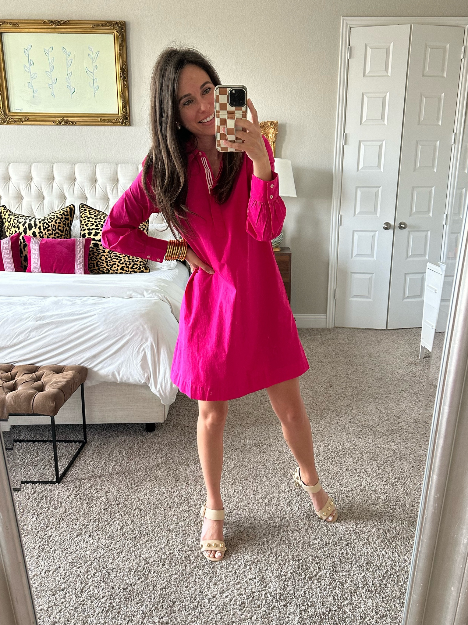 hot pink dress sleeves Shop the Lucia Sheer Sleeve Ruched Mini Dress in Hot Pink at Lady Black Tie Extra Small main image 1