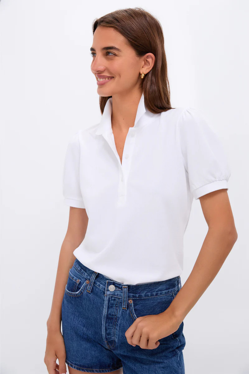 White Pique Puff Sleeve Peggy Polo | Tuckernuck (US)