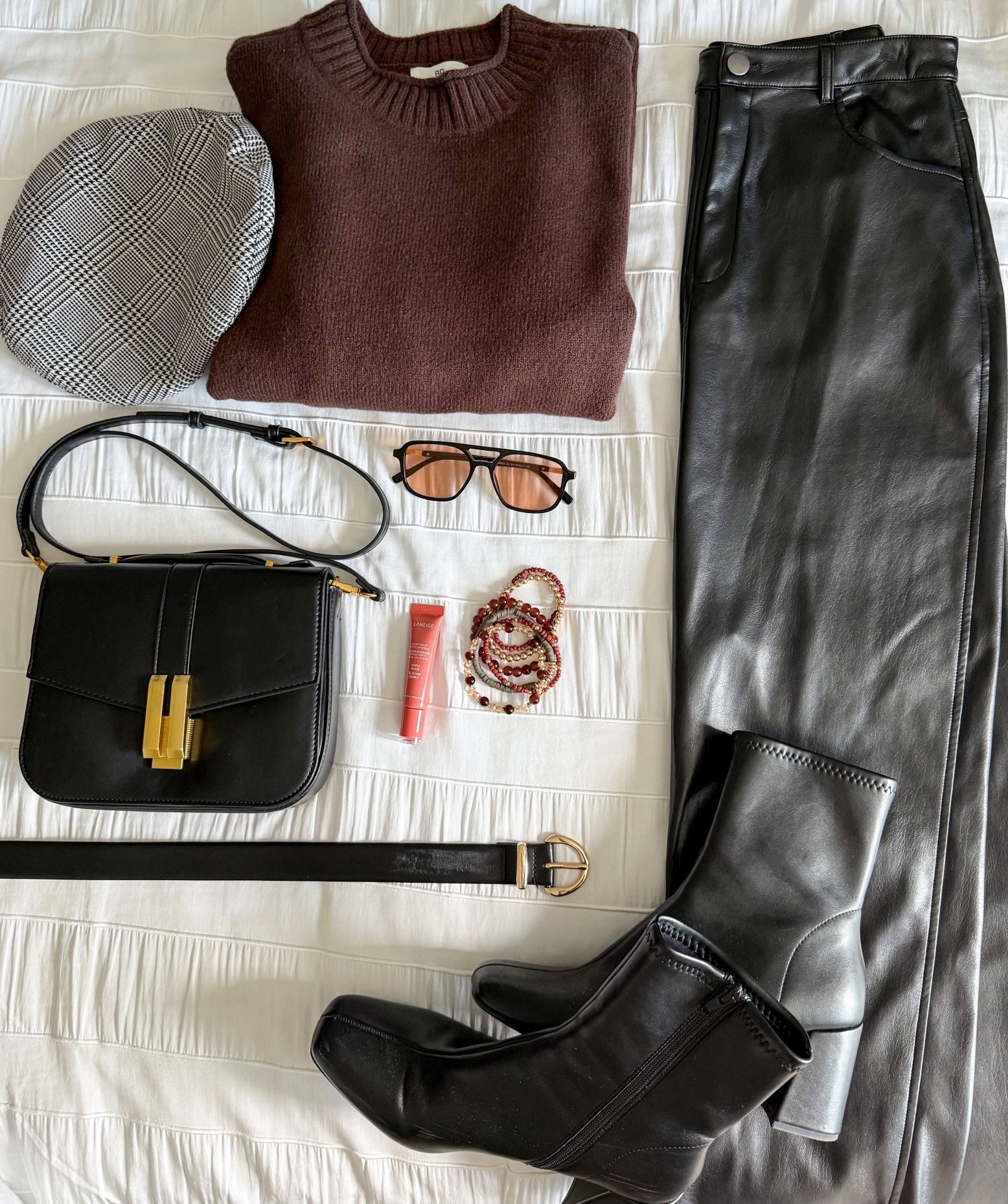 Fall outfit, boots, fall sweater, brown sweater, leather skirt, black boots, black crossbody 

#LTKOver40 #LTKStyleTip