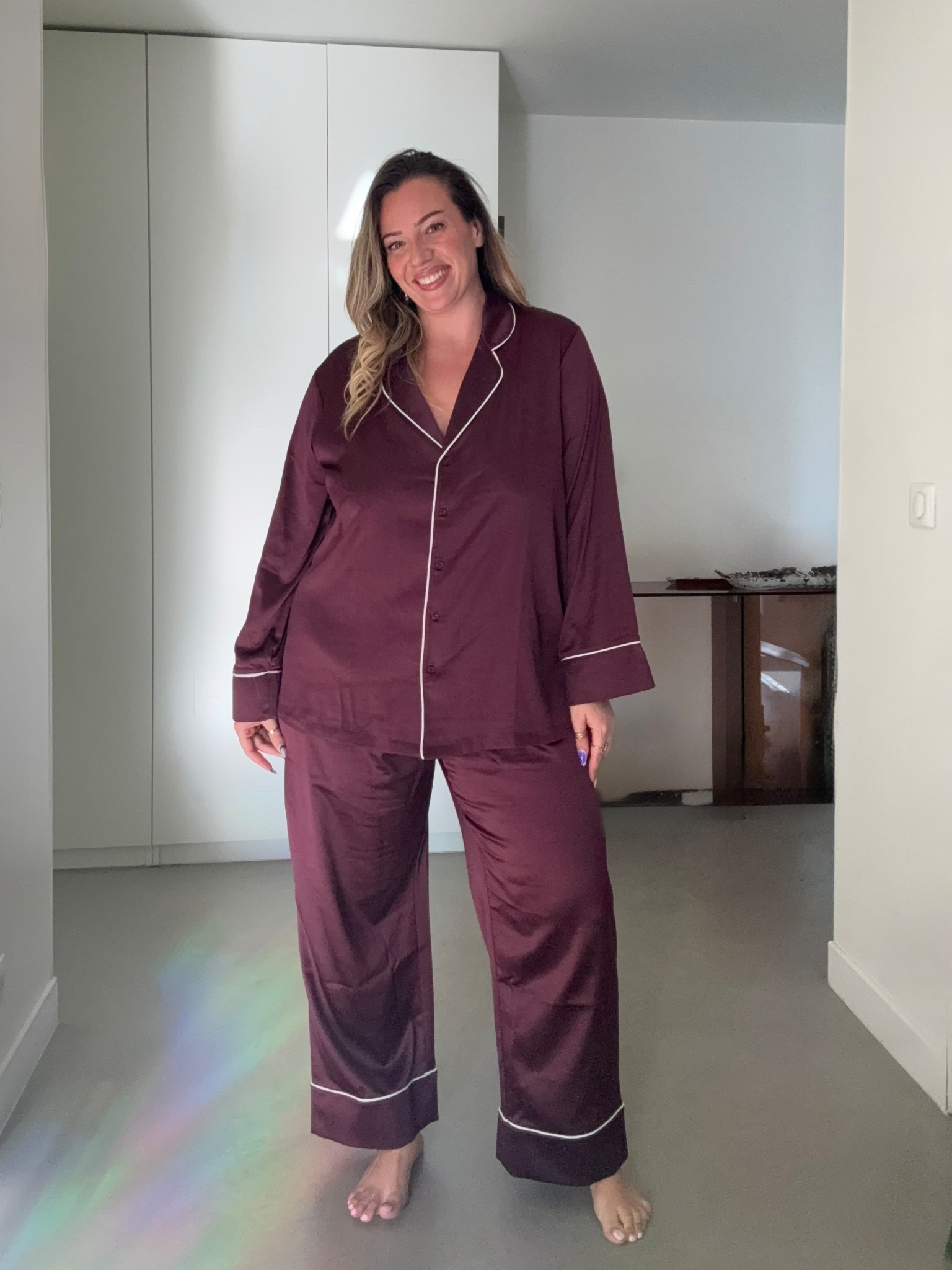 Le pyjama de mes rêves 🎀
Je le porte en 50/52 je vous conseille de surtailler pour qu’il vous aille ample 🥰
