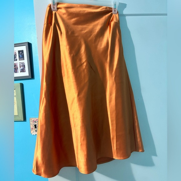 Orange Strapless Silk Dress | Poshmark