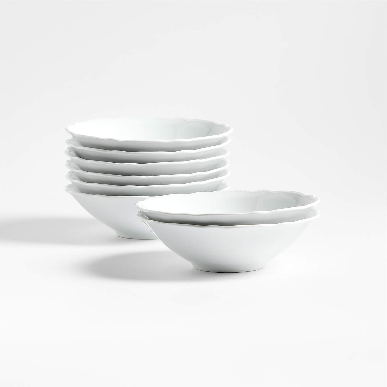Loire White Porcelain Cereal Bowls, Set of 8 | Crate & Barrel | Crate & Barrel
