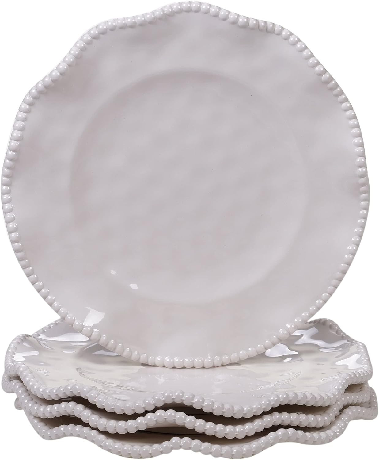 Certified International Perlette Cream Melamine 9" Salad/Dessert Plates, Set of 4, Medium | Amazon (US)