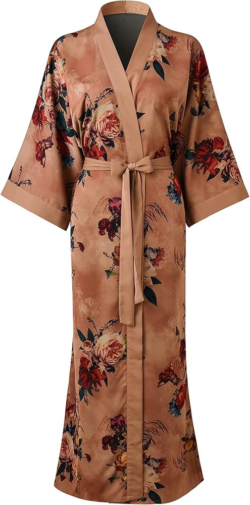 Ledamon Women's Kimono Robe Long for Women - Pocket Floral Bathrobe | Amazon (US)