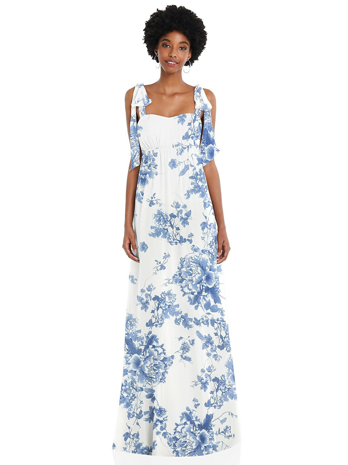 Convertible Tie-Shoulder Empire Waist Maxi Dress | The Dessy Group