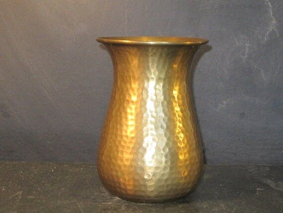 Small Vintage Hammered Brass Vase | Etsy (US)