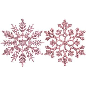 Sea Team Plastic Christmas Glitter Snowflake Ornaments Christmas Tree Decorations, 4-inch, Set of... | Amazon (US)
