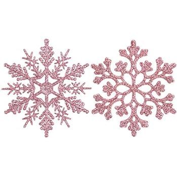 Sea Team Plastic Christmas Glitter Snowflake Ornaments Christmas Tree Decorations, 4-inch, Set of... | Amazon (US)