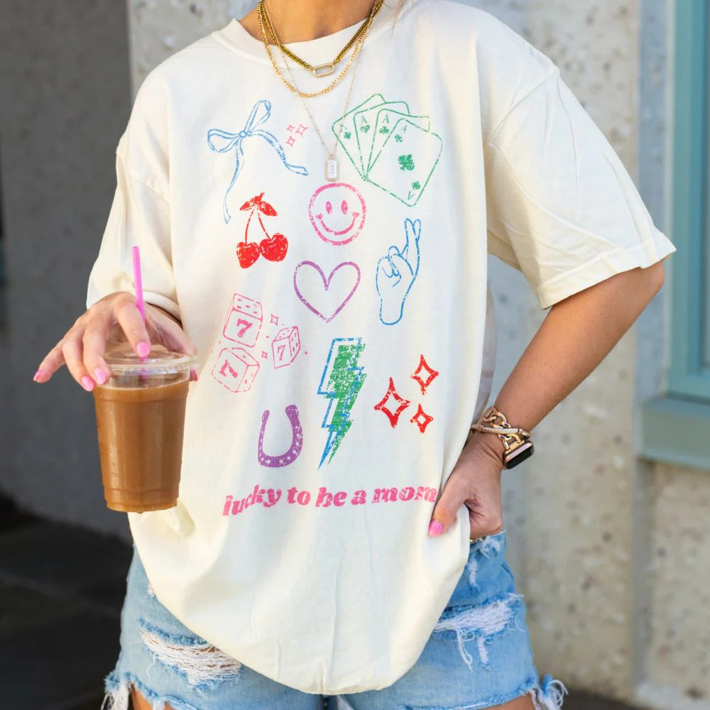 'Lucky Mom Dopamine Doodles' T-Shirt | United Monograms