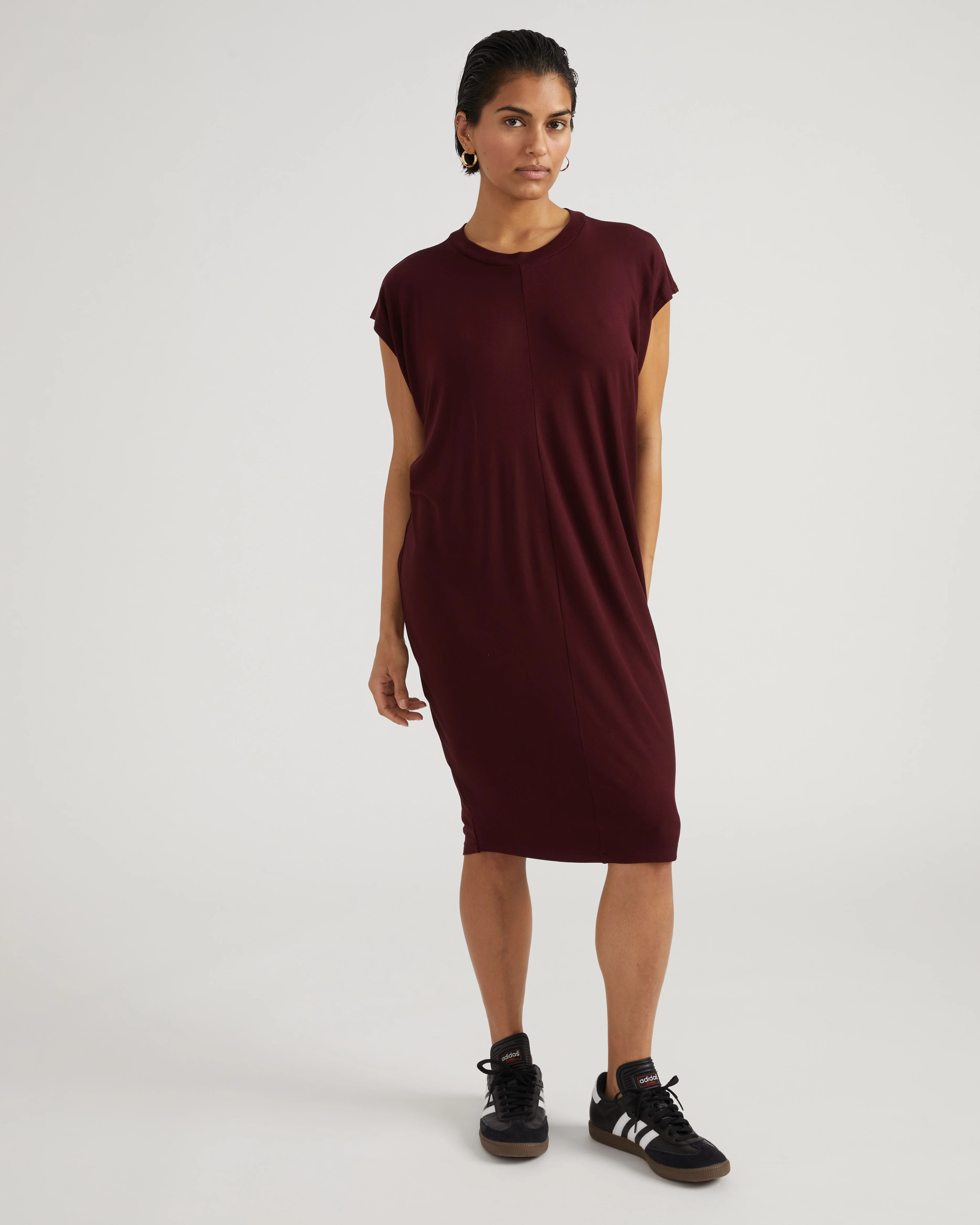 Carrea Relaxed Liquid Jersey Dress - Black Cherry | Universal Standard