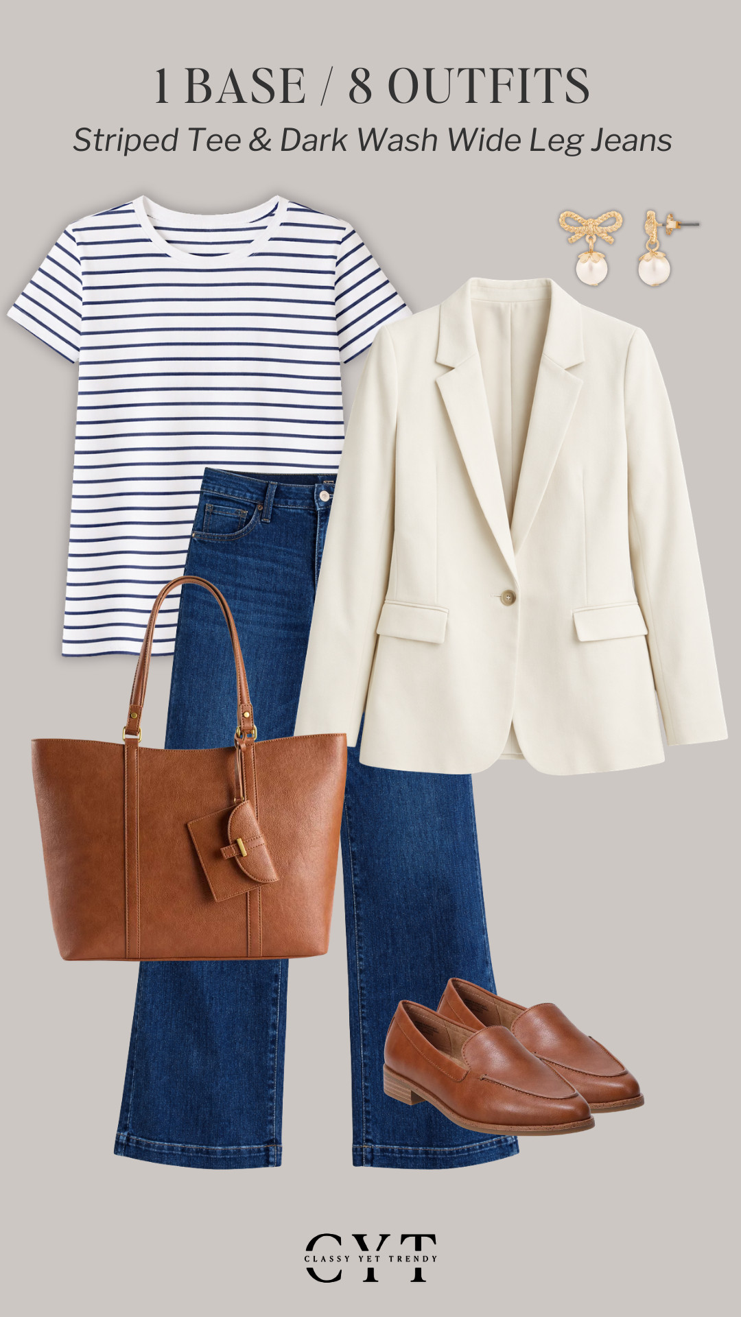 1 Base, 8 Outfits for Spring - all at @Kohls  🌸 8 ways to wear two classic and timeless wardrobe staples: a striped tee and dark wash wide leg jeans ✔️ Mix and match layers, shoes and accessories to create different looks.  #kohlspartner #kohlsfinds #ad 

Shirt, tee, top, cardigan, blazer, jacket, jeans, loafers, ballet flats, mary jane shoes, sneakers

#springjacket #springstyle 

 