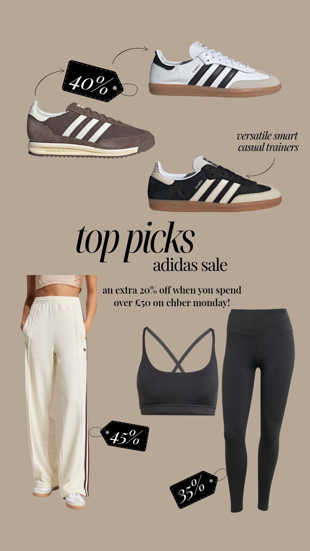 Adidas cyber Monday sale picks! An extra 20% off when you spend over £50, today only 🙋🏻‍♀️ 👟