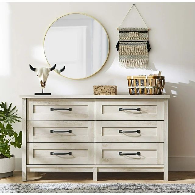Better Homes & Gardens Modern Farmhouse 6 - Drawer Dresser, Rustic White Finish | Walmart (US)