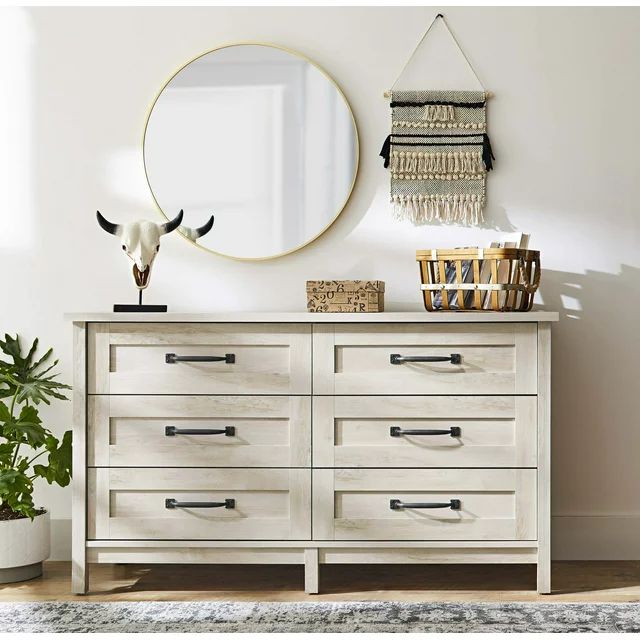 Better Homes & Gardens Modern Farmhouse 6 Drawer Dresser, Rustic White Finish | Walmart (US)