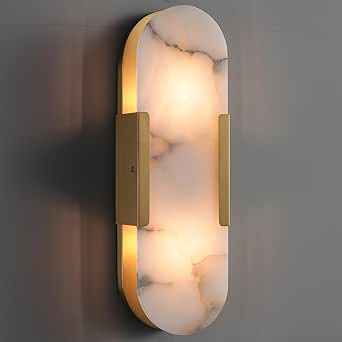 RINGRAIN Brass Wall Sconces, Natural Alabaster Wall Light Fixtures,Gold Vanity Light Fixtures for... | Amazon (US)