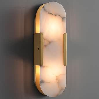 RINGRAIN Brass Wall Sconces, Natural Alabaster Wall Light Fixtures,Gold Vanity Light Fixtures for... | Amazon (US)