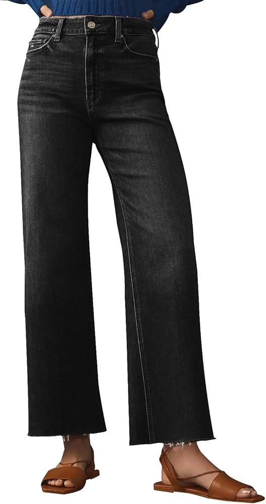 KUNMI Jeans for Women Wide Leg Baggy High Waist Boyfriends Straight Leg Stretchy Denim Pants Tren... | Amazon (US)