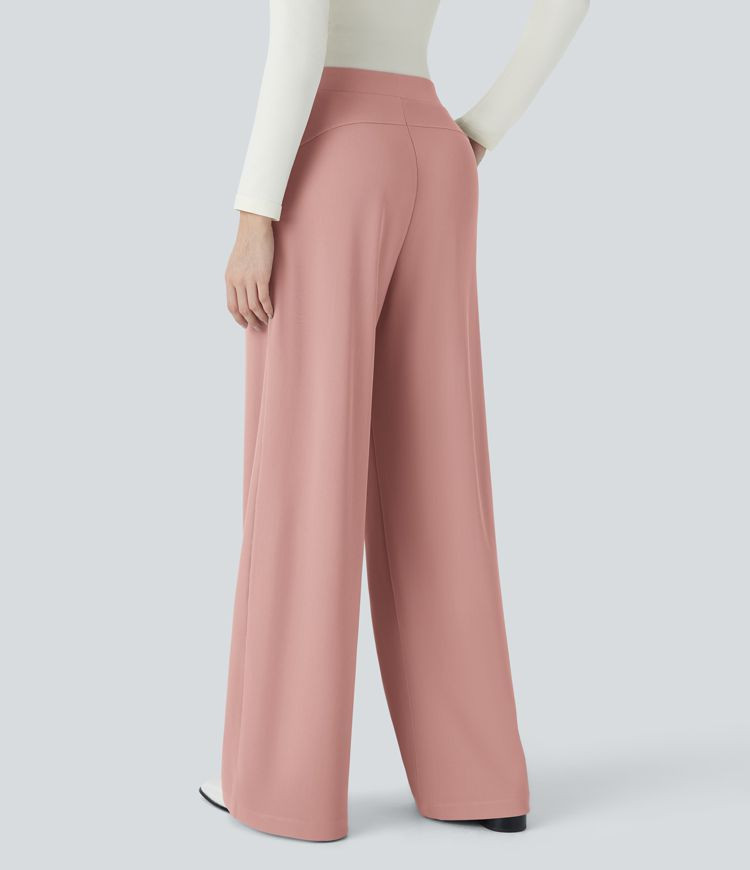 Women’s Halara Flex™ High Waisted Body Sculpt Waist-Slimming Side Pocket Wide Leg Micro Waffl... | HALARA