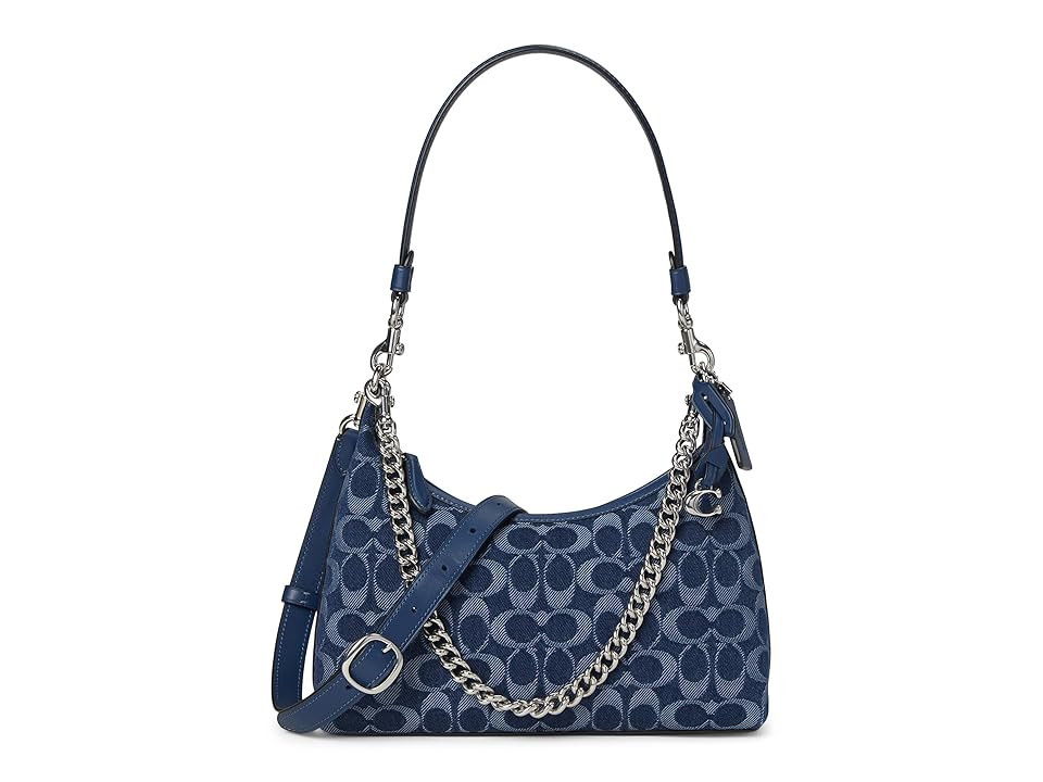 COACH Juliet Shoulder Bag 25 In Signature Denim Shoulder Women's Handbags Deep Blue, Cotton/Denim/Leather | Zappos
