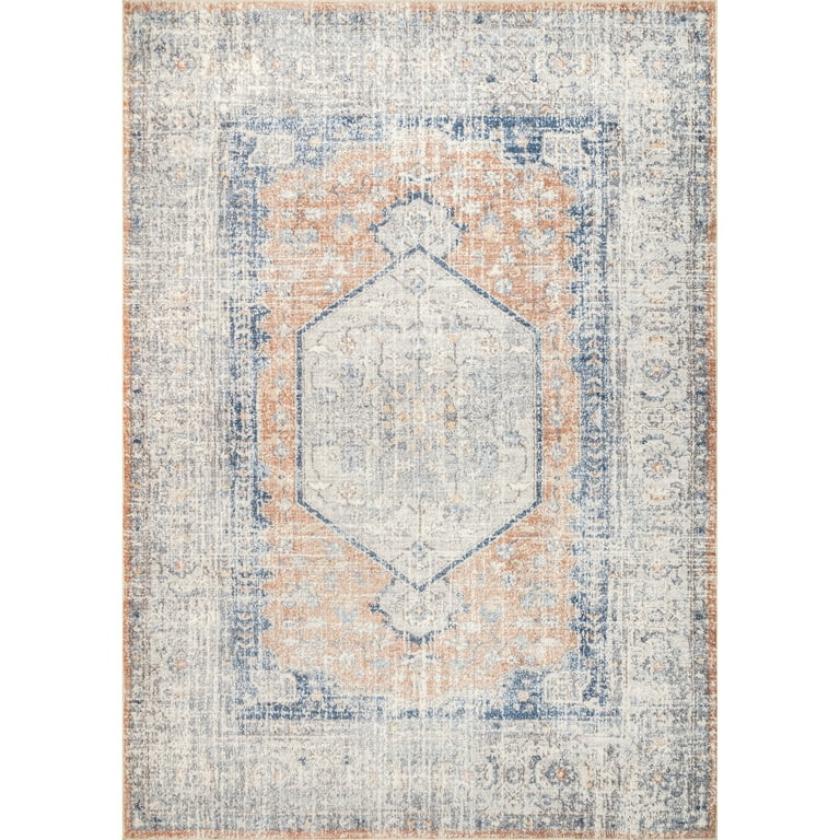 nuLOOM Jacquie Machine Washable Vintage Floral Area Rug, 8' x 10', Peach | Walmart (US)