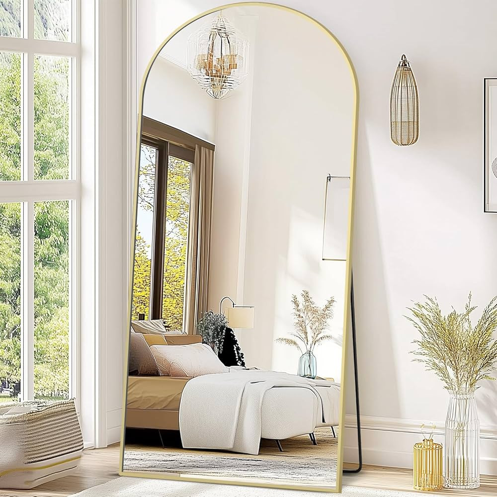 71"x30" Arched Mirror Full Length Large Mirror with Stand Aluminum Alloy Frame Floor Mirror for L... | Amazon (US)