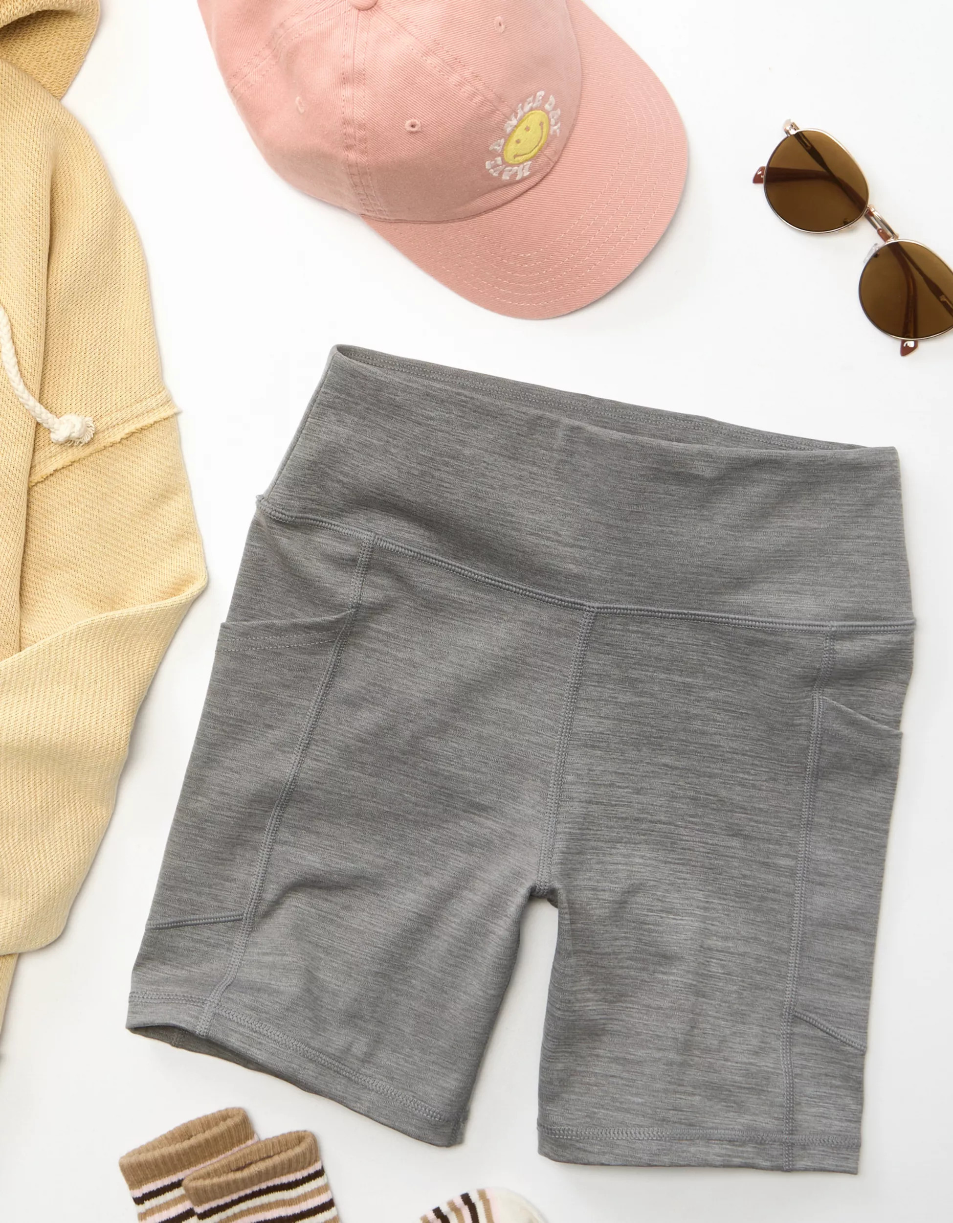 AE Everything Pocket Fleece Super High-Waisted 6" Bike Short | American Eagle Outfitters (US & CA)