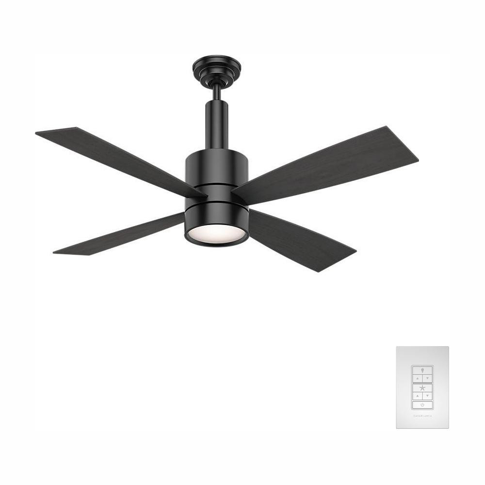 Bullet 54 in. Integrated LED Indoor Matte Black Ceiling Fan with Light and Wall Control | The Home Depot