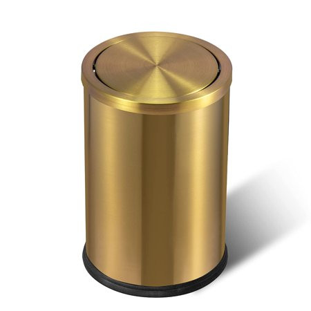 Small Gold Bathroom Trash Can Brass Garbage Can with Swing Lid，2.4gallon/9L Brushed Stainless Steel  | Walmart (US)