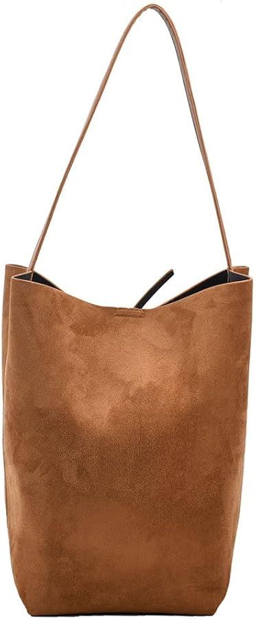 Faux Suede Bucket Shoulder Bag Tote Bag Purse for Women with Pouch Set Designer Large Handbag for... | Amazon (US)