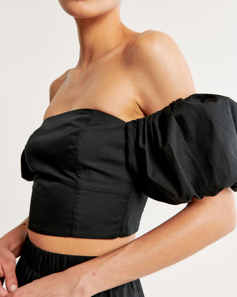 Off-The-Shoulder Poplin Set Top | Abercrombie & Fitch (US)