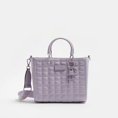 Purple quilted tote bag | River Island (UK & IE)