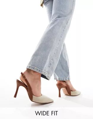 ASOS DESIGN – Samber 2 – Schuhe in Natural mit Stilettoabsatz und Fersenriemen, weite Passfor... | ASOS (Global)