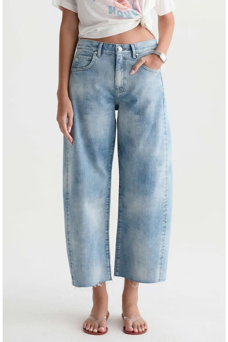 Hattie Raw Hem High Waist Crop Barrel Leg Jeans (Women) | Nordstrom | Nordstrom