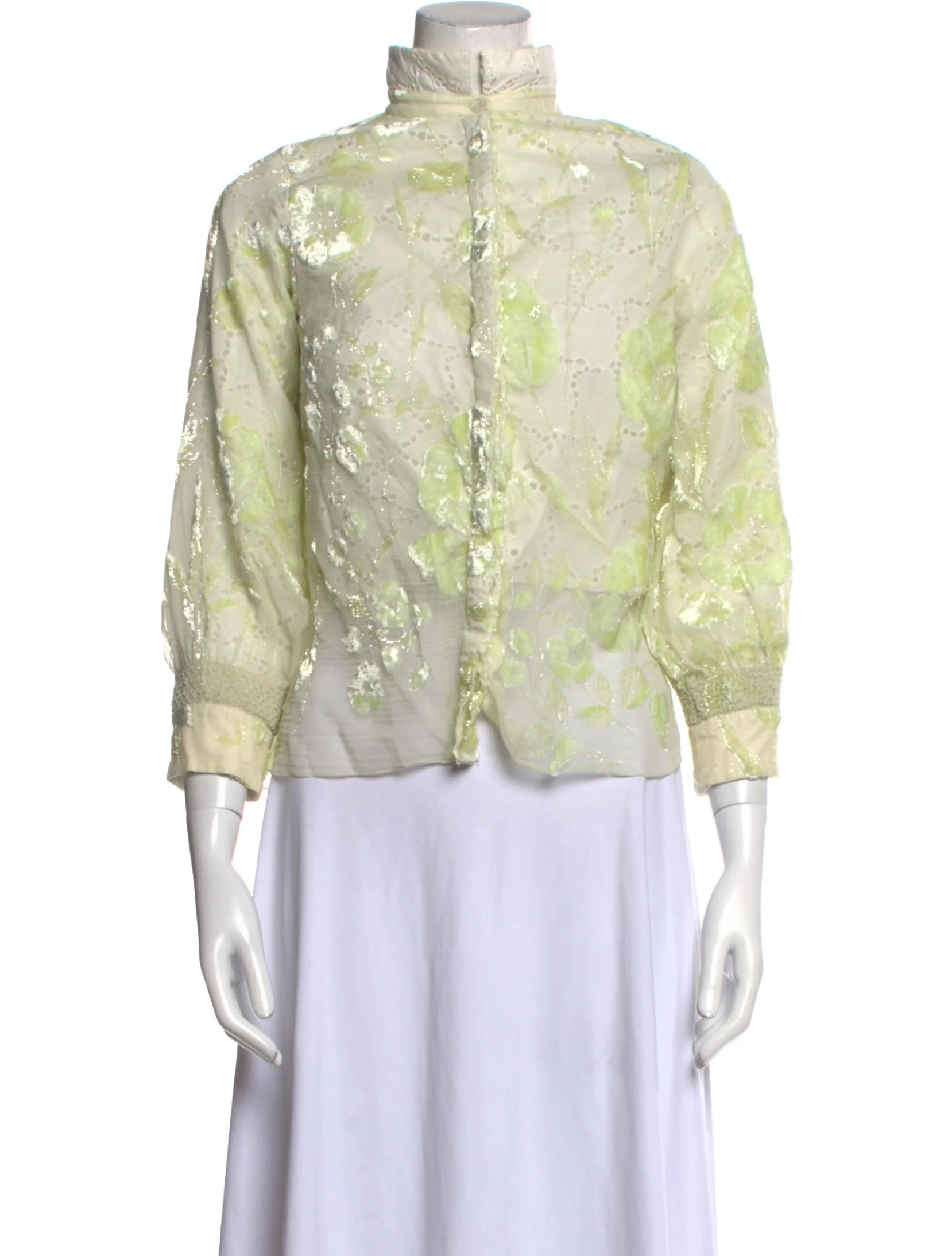 Floral Print Mock Neck Blouse | The RealReal