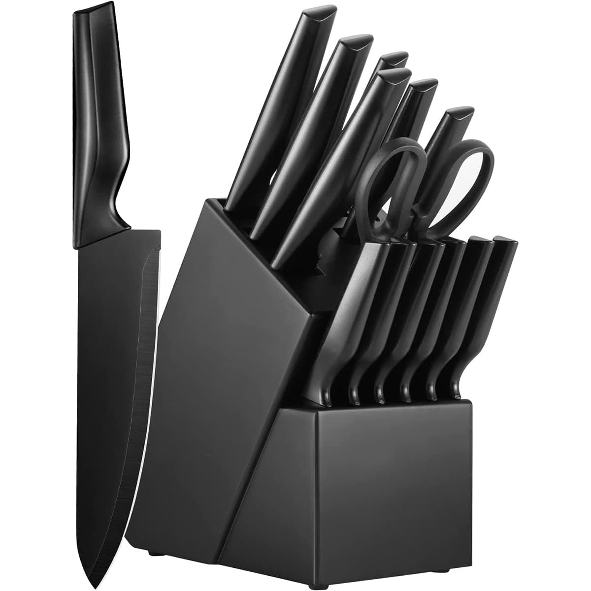 Beijiyi Knife Sets for Kitchen with Block, 14 Piece with Built-in Sharpener for Chopping, Slicing... | SHEIN