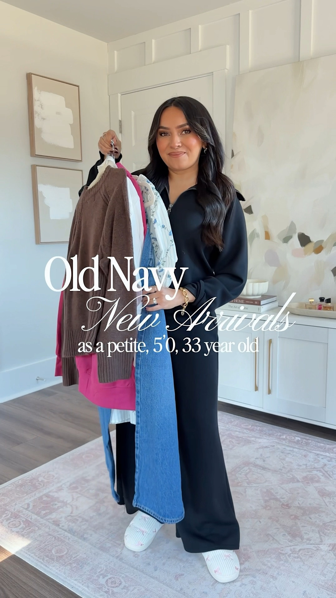 Old Navy Try On!
For reference: I’m 5’0, 32b bra size, and 2/26 in bottoms, pear shaped. 
*Everything I share is unaltered! TTS means true to size. Between size 5-6.6 in shoes

Red heart button cardigan sweater size xs petite TTS
Baggy wide leg jeans size 2 short TTS
Sneakers size 6 TTS

Blue and white floral mini dress size xs petite TTS
Sandals are from Hermes - similar linked

White tee size xs petite TTS
Pink thimble berry leggings size medium petite - I like to size up a size for a comfortable waistband
Sneakers size 7 - these are my workout sneakers
Pink thimble berry half zip sweatshirt size small regular - sized up a size but could have gone with my regular xs

Blue and red heart cardigan size xs petite TTS
White jeans size 2 petite TTS
Tan adobe flats size 5 TTS

White cropped button down size xs petite TTS
Dark wash loose jeans size 2 short TTS
Black loafers size 5.5 TTS

Red heart sweater size xs petite TTS

#LTKFindsUnder50 #LTKSaleAlert #LTKPetite