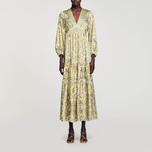 Scarf print maxi dress | Sandro US | Sandro-Paris US