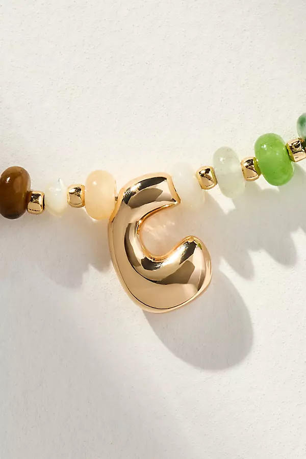 Beaded Mini Bubble Letter Monogram Necklace | Anthropologie (US)