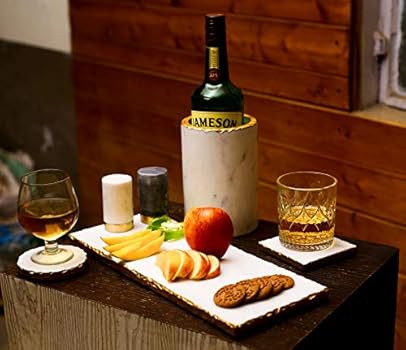 GMRS Home White Marble-Square Coasters with Gold Foiling Set of 4 | Amazon (US)