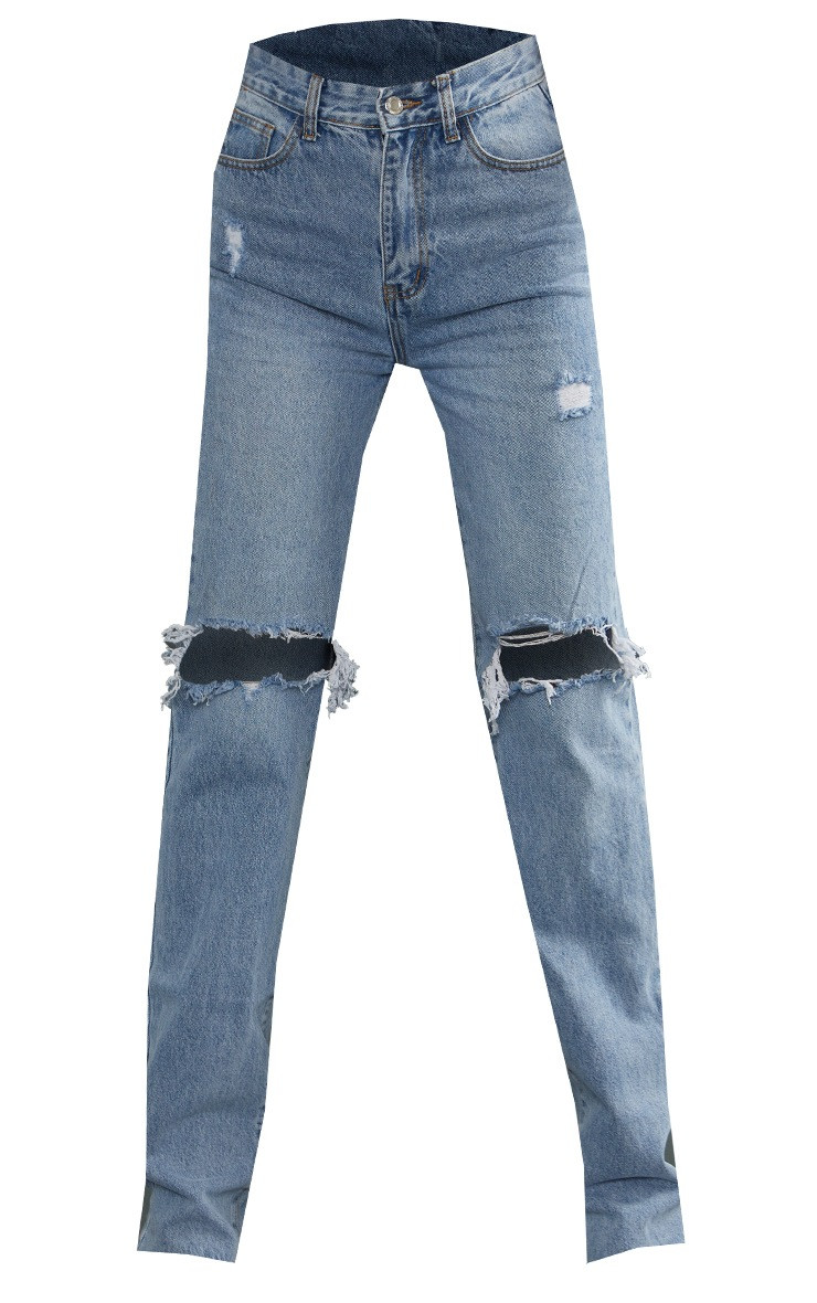 Tall Light Wash Extra Long Ripped Straight Leg Jeans | Pretty Little Thing (Australia & New Zealand)