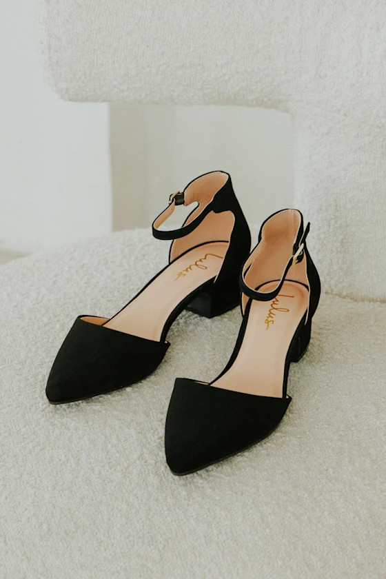 Lucinda Black Nubuck Ankle Strap Pumps | Lulus
