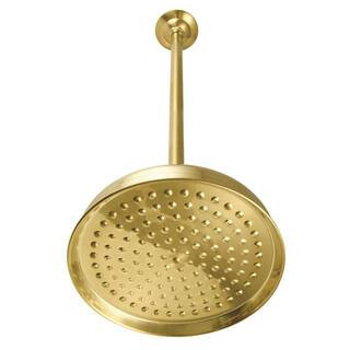 Shower Scape 1-Spray Patterns 10 in. Ceiling Mount Rain Fixed Shower Head in Brushed Brass with 17 in. Ceiling Support | The Home Depot