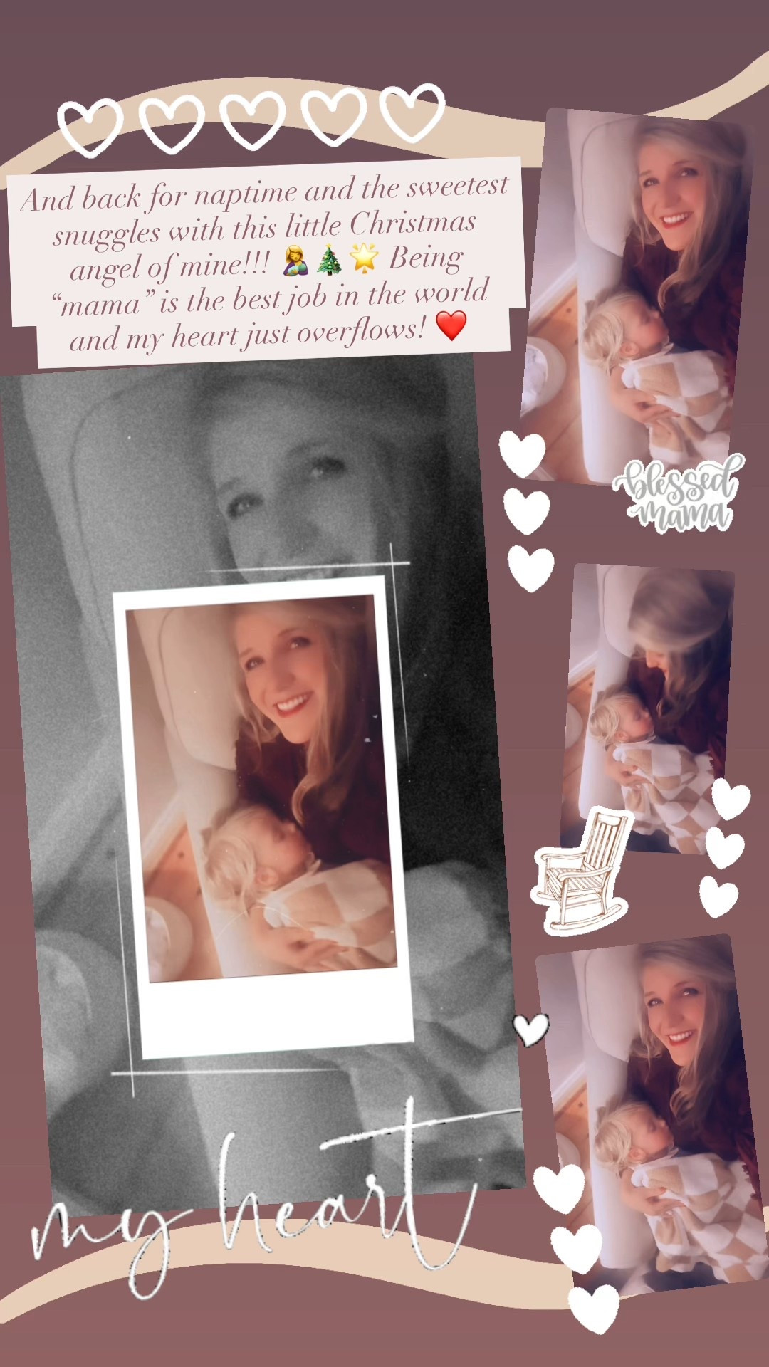 And back for naptime and the sweetest snuggles with this little Christmas angel of mine!!! 🤱🎄🌟 Being “mama” is the best job in the world and my heart just overflows! ❤️ 