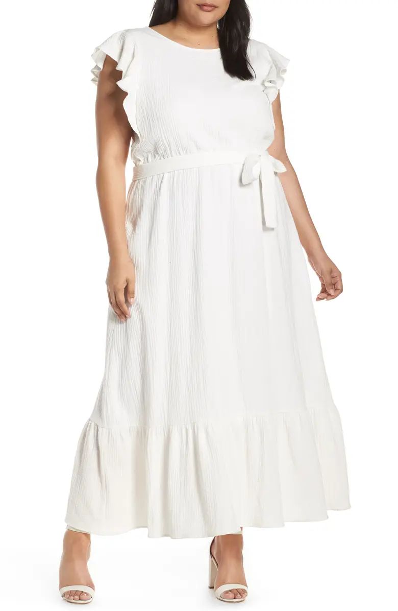 Ruffle Sleeve Cotton Maxi Dress | Nordstrom