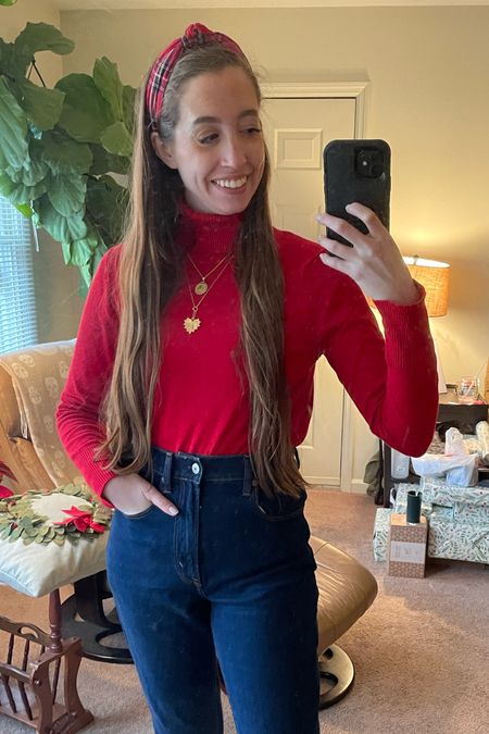 Casual Christmas outfit! My turtleneck is on sale under $25 and comes in 21 colors, perfect for layering! 
.
Abercrombie straight jeans amazon finds holiday outfit 

#LTKfindsunder50 #LTKHoliday #LTKsalealert