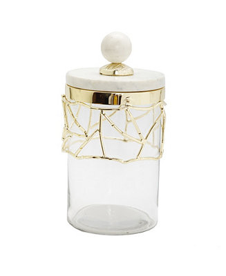 Glass Canister Mesh Design Set, Marble Lid Set, 2 Piece | Macy's